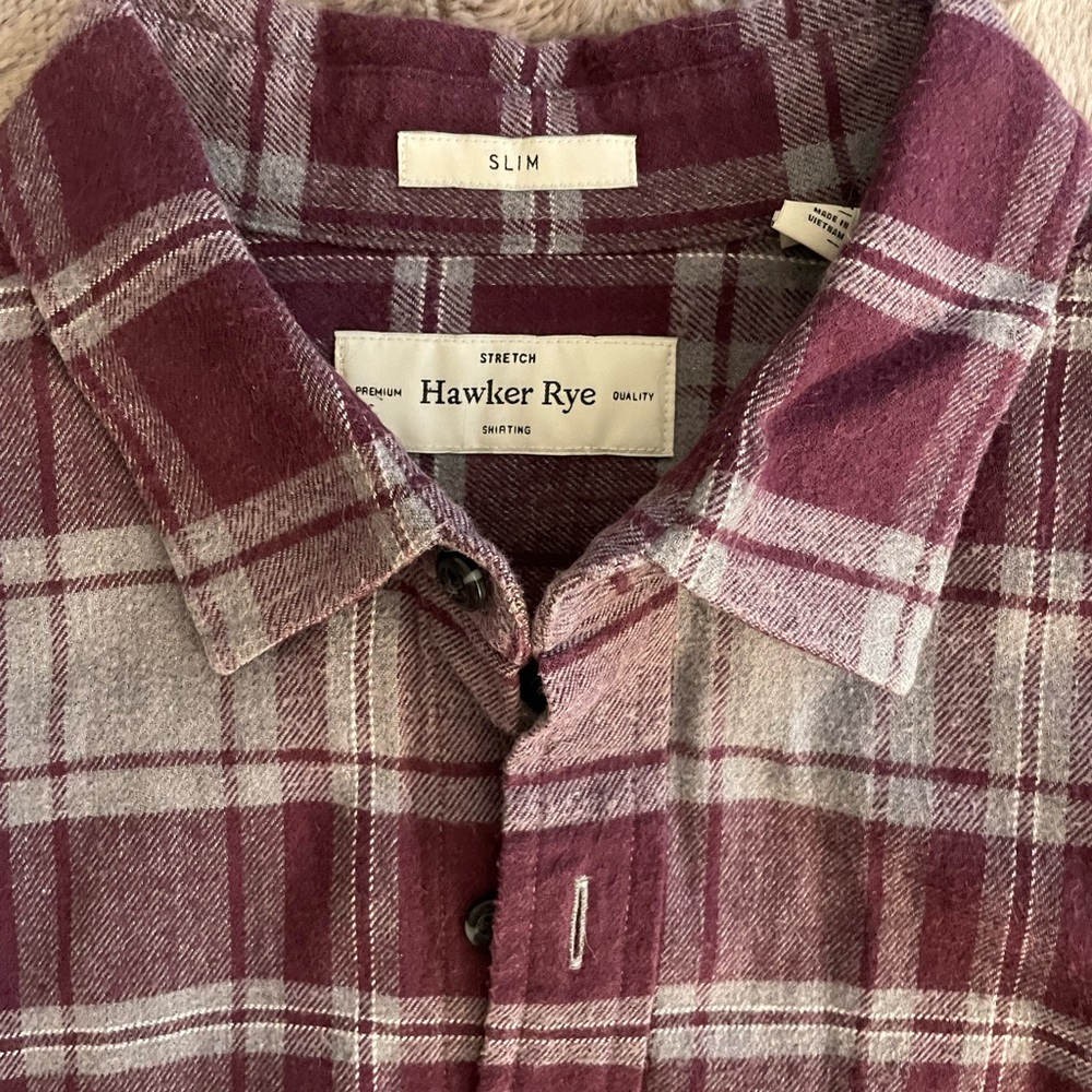🆕 Hawker Rye Men's Slim Fit Plaid Shirt - Burgundy